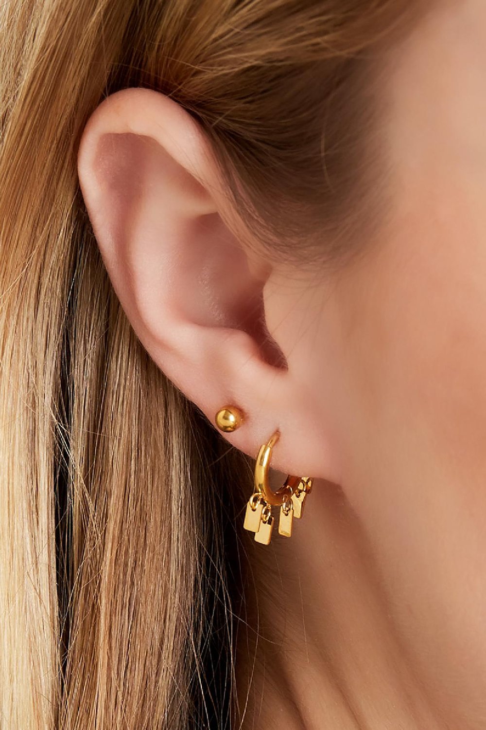 Boucles d'oreilles Floating Rectangles Argenté Acier inoxydable h5Image2